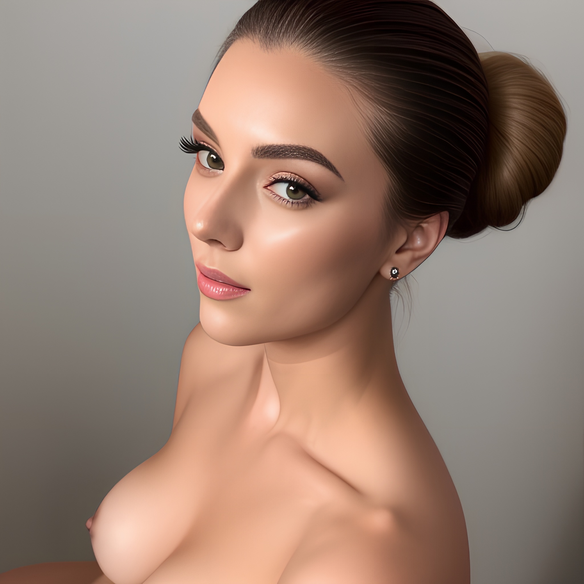 hair bun sexy woman