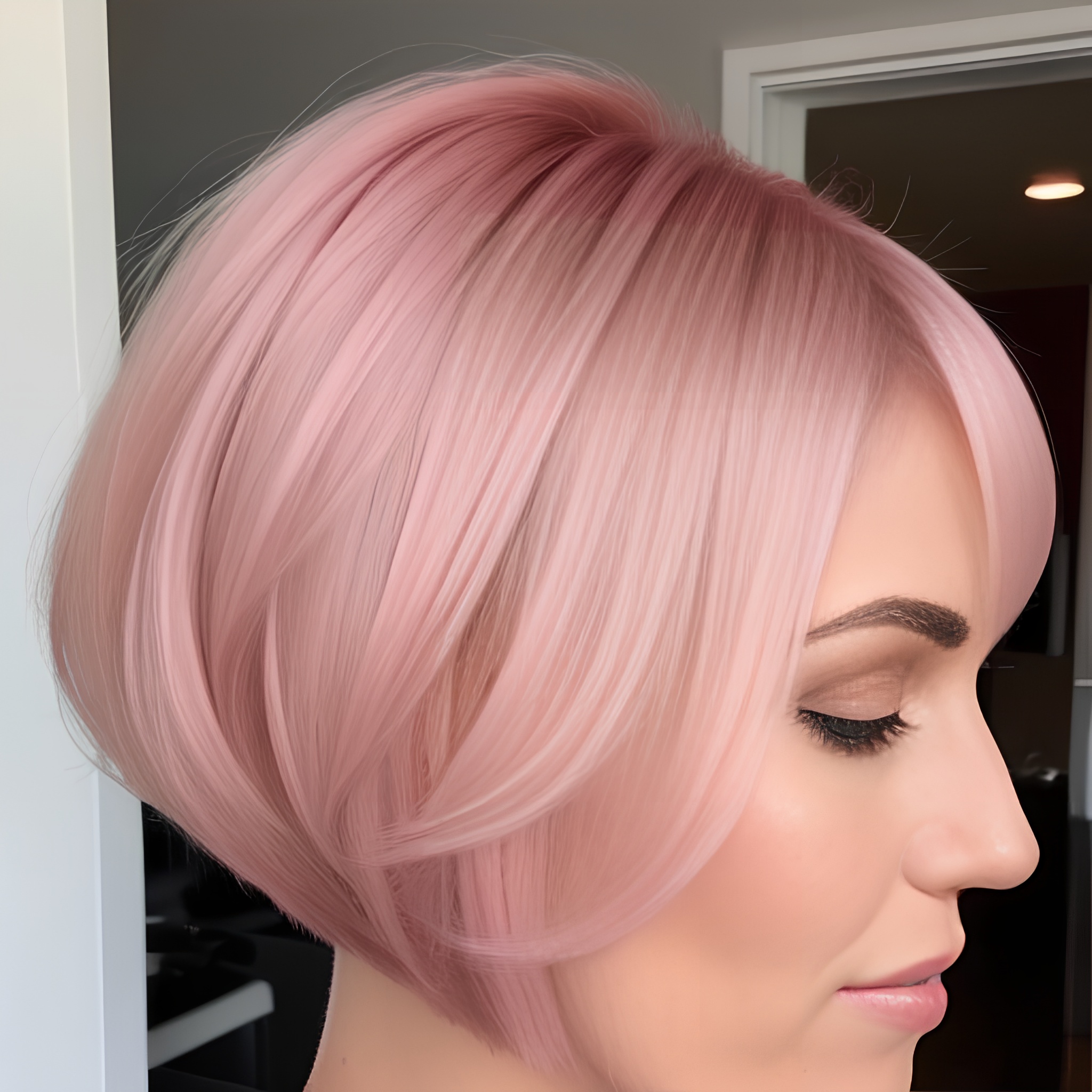 pink hair bobcut woma