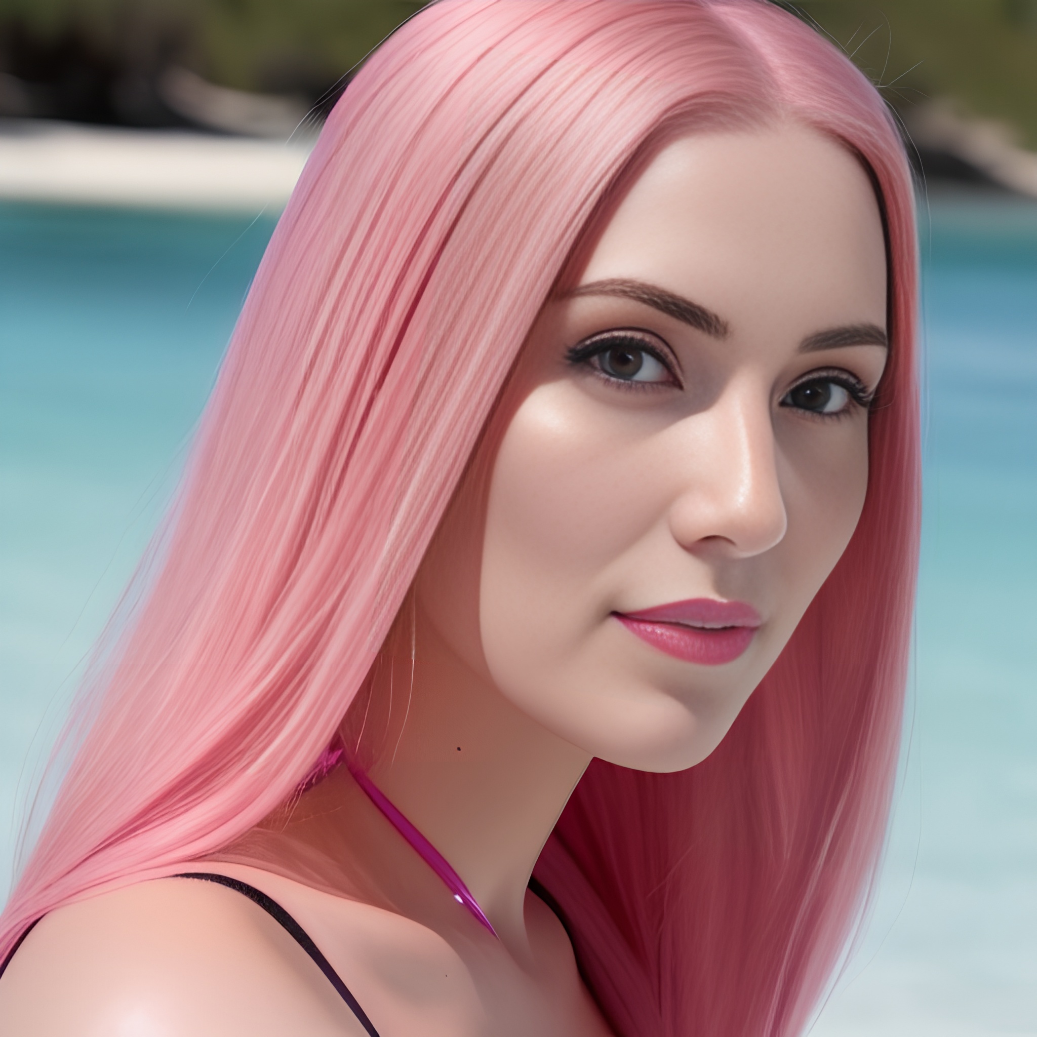 pink hair hot woman