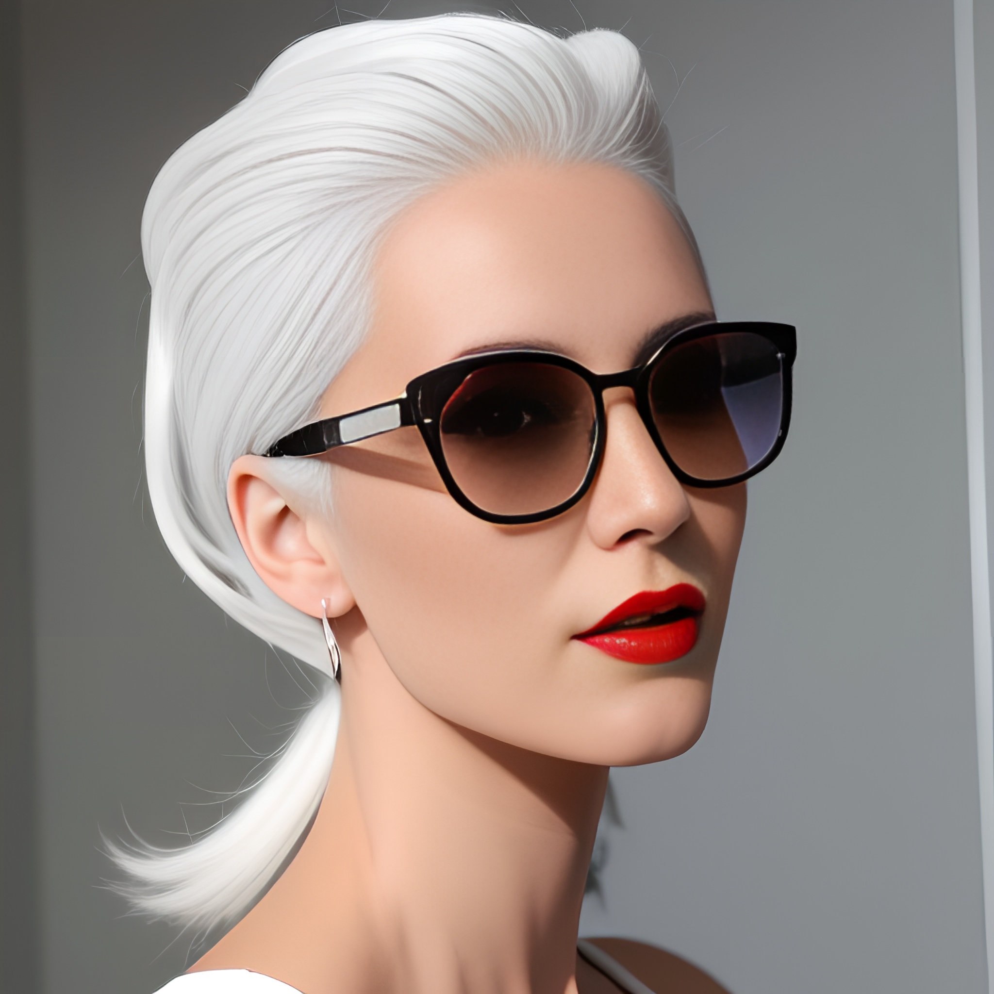 sunglasses white hair sexy woma