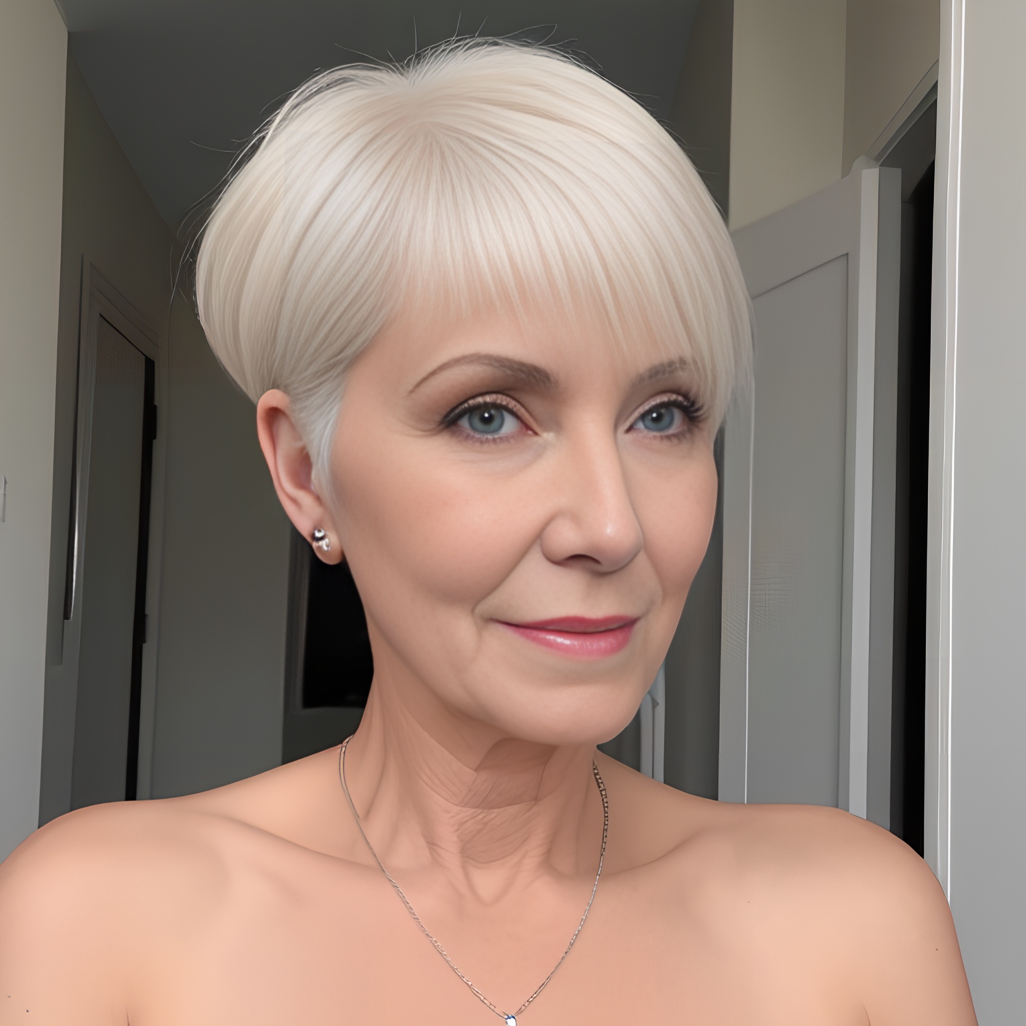 60s years old white hair pixie sexy woma