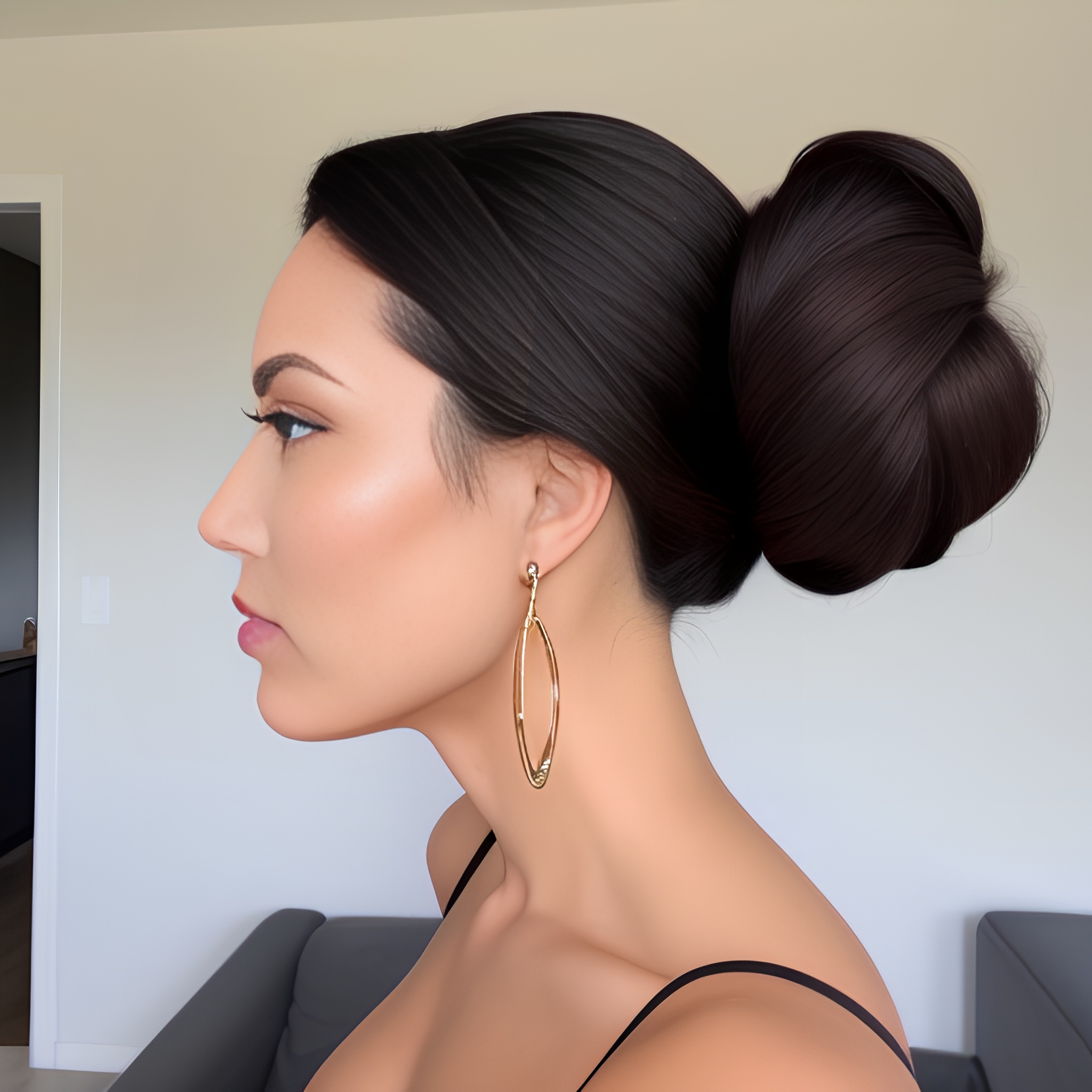 black hair hair bun hot woman